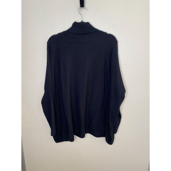 Joseph A. Womens Black Turtleneck Sweater L Rayon Blend Oversized Lightweight - Picture 2 of 7